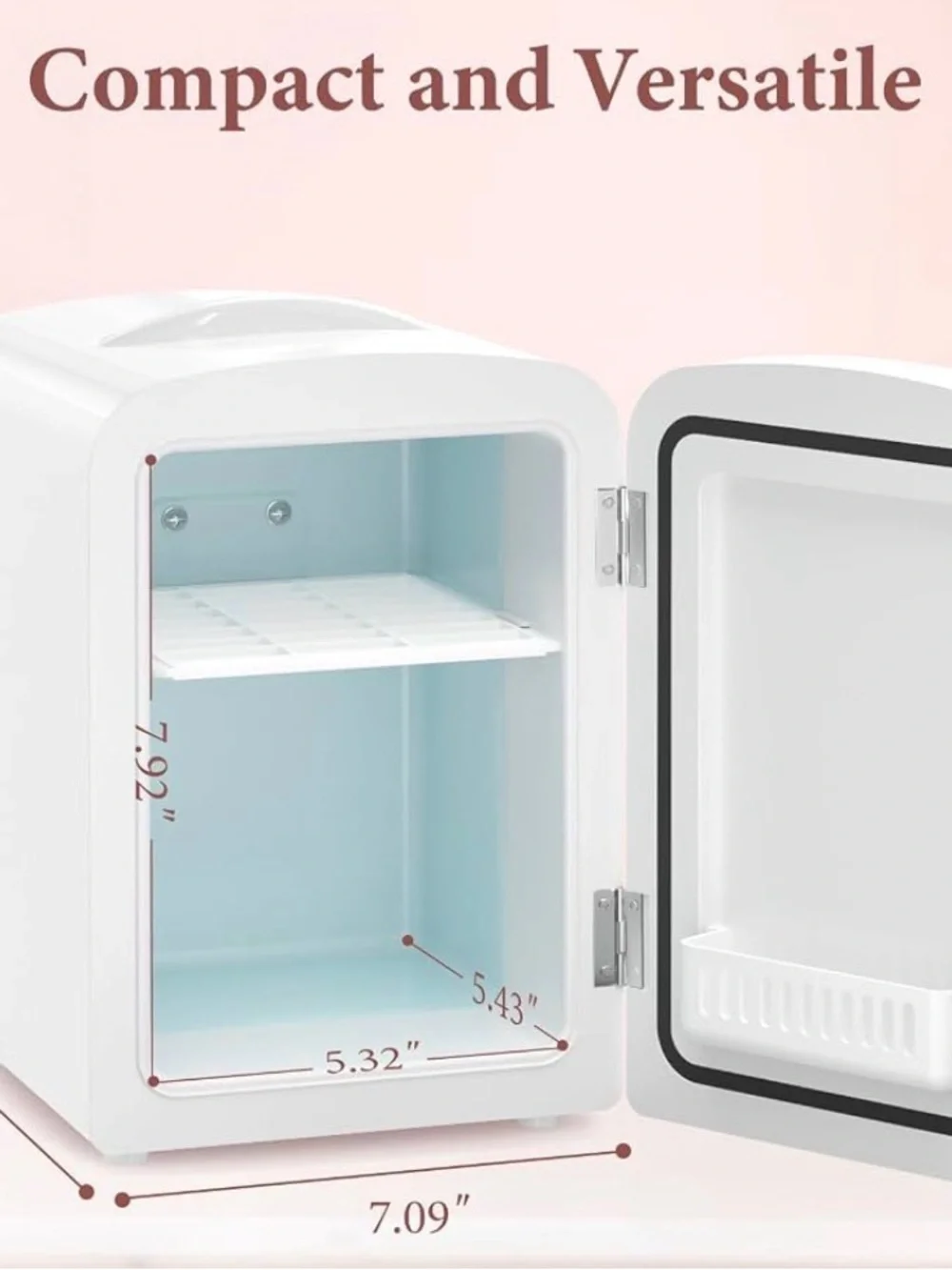 White Mini Skincare Fridge with Brushed Silver Door